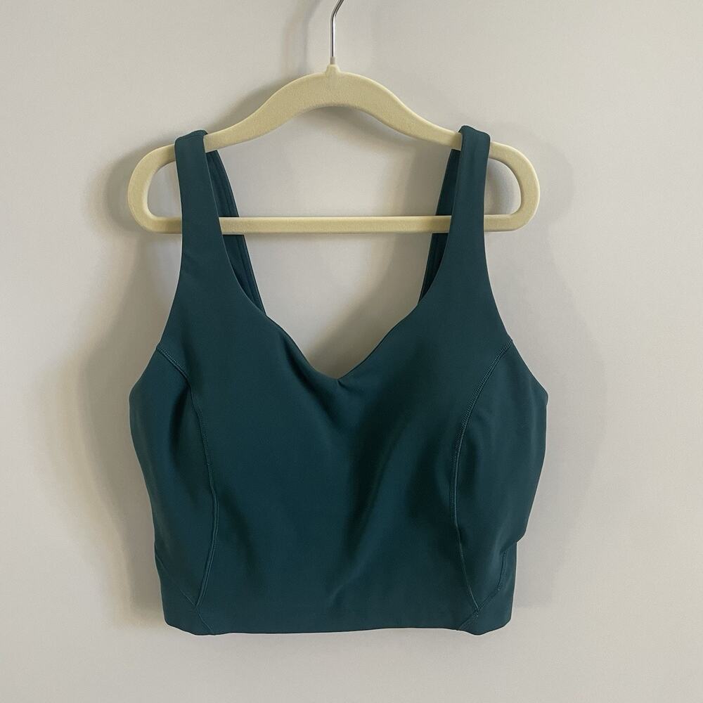 Lululemon Align Tank Top in Storm Teal Size 4 Padded Cropped Bra Top EUC